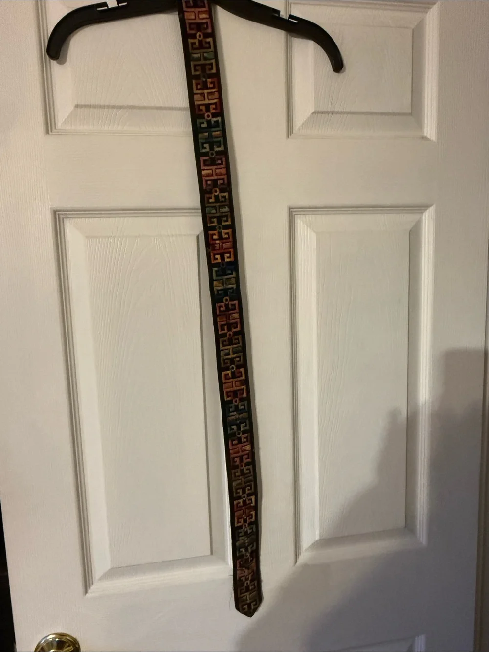Embroidered Multicolor Belt with Brass Buckle